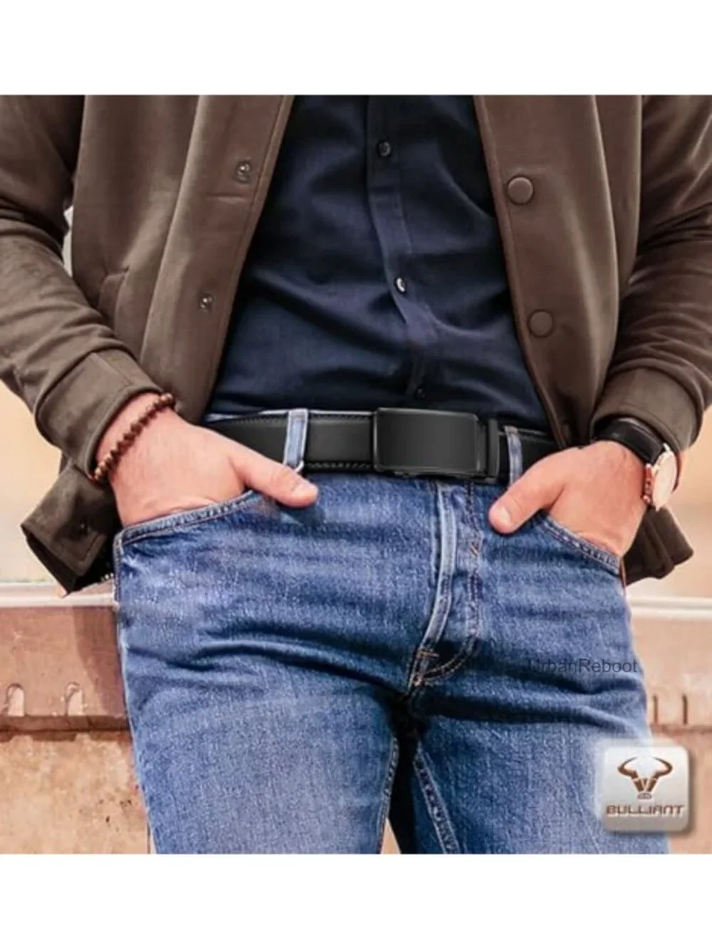 Men's Ratchet Leather Belt 2-Pack Trimmable 1 3/8